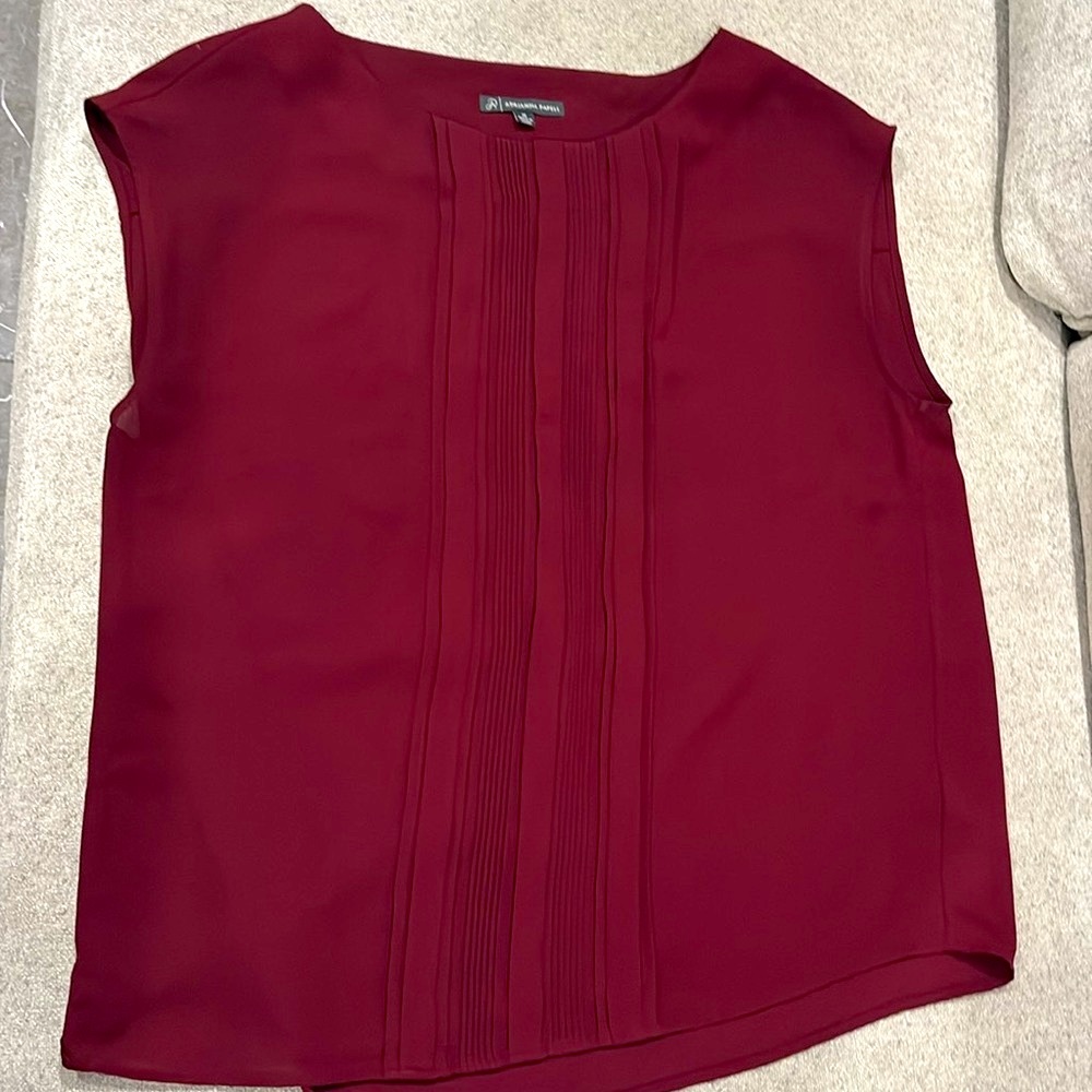 Adriana Pappel Bourgundy Sleeveless Blouse Boxy Style